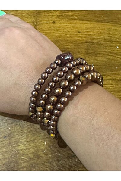 Gönülden Tasarım Women's Wrapped Bracelet - Brown Beaded