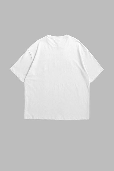Sekizbiraltı Leopard Printed Unisex Oversize Λευκό Tshirt - Clubs Premium
