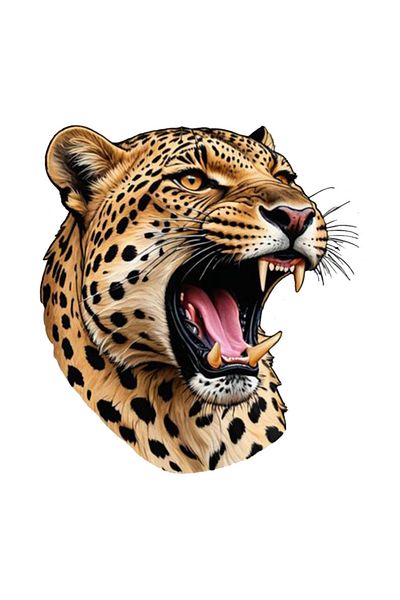 MegaSticker Autocolant leopard agresiv 13x10 cm - mașină, motocicletă, cască, laptop, sticlă