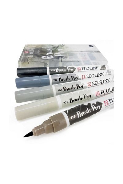Talens Ecoline Brush Pen Brush Tip Pen 5 Color Set GRAY