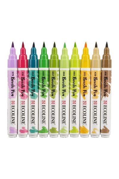 Talens Ecoline Brush Pen Brush Tip Pen 10 Colors Set Botanic