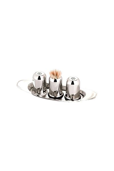 KT HOME Gondola Salt Shaker Set Small Stainless Steel Cafe Diner Restaurant Hotel Tea Garden