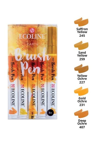 Talens Ecoline Brush Pen Brush Tip Pen 5 Color Set EARTH