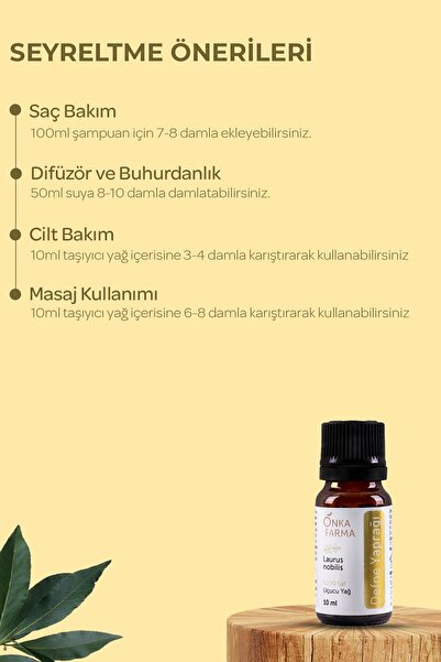 OnkaFarma Onka Farma Defne Yağı - %100 Saf Defne Uçucu Yağı - 10 ml
