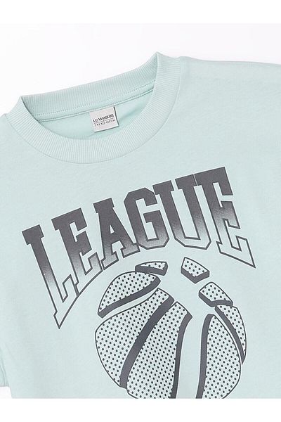 LC Waikiki Tricou pentru copii LCW pentru băiat - albastru deschis la apă, decolteu supradimensionat