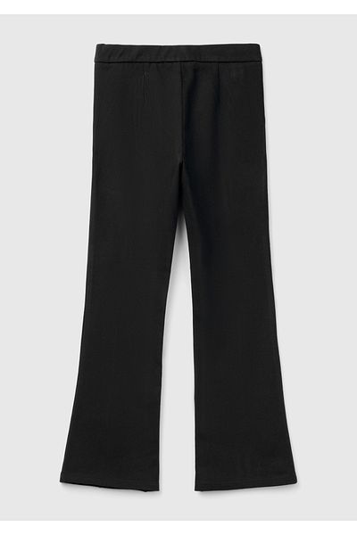 United Colors of Benetton Girls' Black Wide-Leg Pants with Zipper and Button Back Pleats
