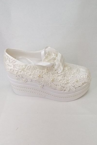 Berush Bride 602 Series Wedge Heel Flower Laced Wedding Dress Shoes