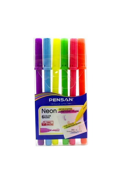 Pensan Pen Type Neon Highlighter 6 Colors Blister (99095)