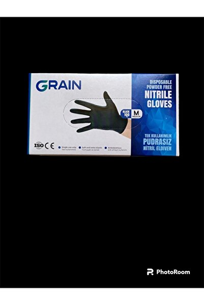 Grain SİYAH NİTRİL PUDRASIZ MUAYENE ÇOK AMAÇLI ELDİVEN MEDİUM 100LÜ GRAİN