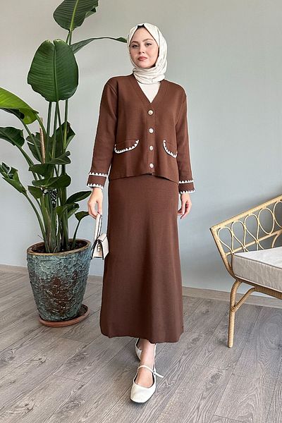 InStyle Горчиво кафяв трикотаж - пола с детайл от шевове