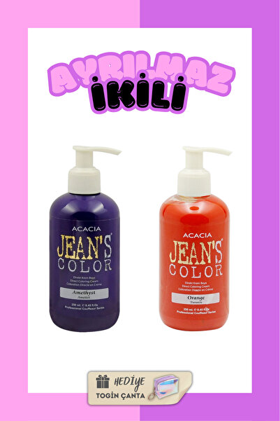 Acacia Jeans Color Ayrılmaz İkili Boya Seti - Ametist + Turuncu + Hediye Togi...