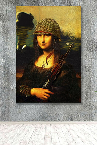 PrintiesPlus Parody MonaLisa 3 Soldier Style Dekoratif Kanvas Tablo