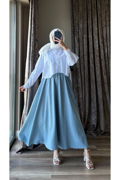 MISEY BOUTIQUE KREP BELİ LASTİKLİ KLOŞ ETEK