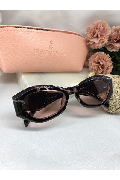 Di Caprio Marble Patterned Gamy Design Black Women's Sunglasses