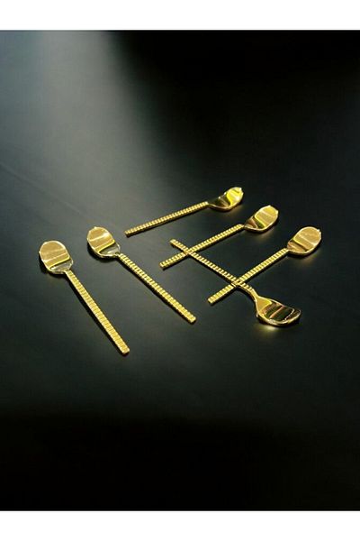 Tiamo 12 Pack Mios Stainless Steel and Gold Coated Teaspoons - Gold
