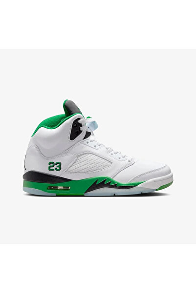 Nike Jordan Air Jordan 5 Retro Lucky Green Leather Basketball Shoes Deri Beyaz Baskatbol Ayakkabısı