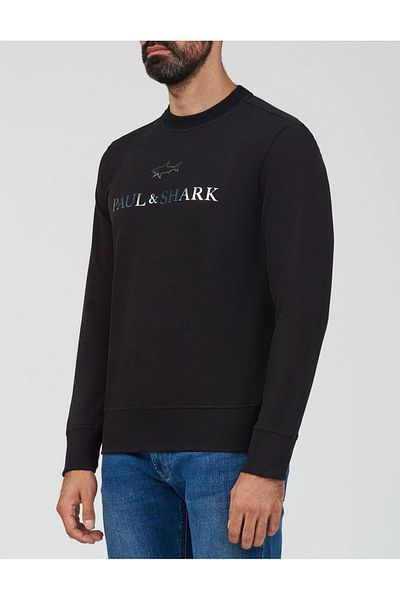 PAUL&SHARK Men's Black Cotton Long Sleeve Sweatshirt - Daily Use - 14311815 -11d