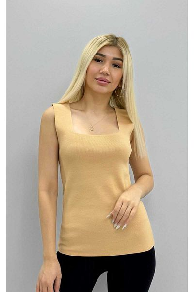 aytenli Μπλούζα με τετράγωνο γιακά Plus Size Λεπτή πλεκτή μπλούζα με χοντρό λουράκι
