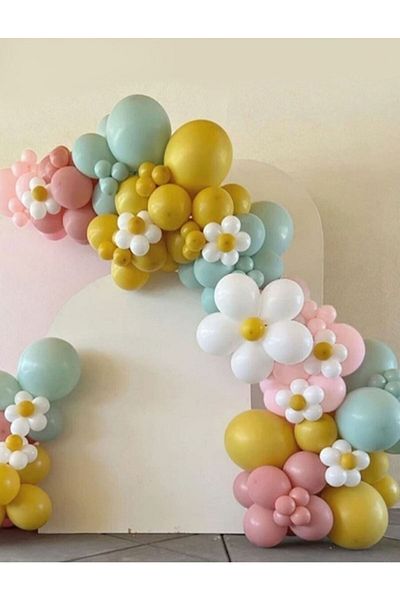 asöy Retro Balloon Chain Concept Retro Powder Pink Macaron Pink Retro Winter Green Balloon Set