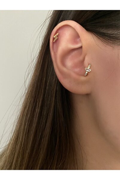 Okkostore Kadın Gold Baget Taşlı Halka Tragus