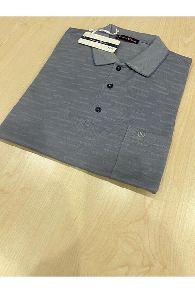 KEMAL EKİNCİ Men's Polo Collar Pocket Patterned T-Shirt