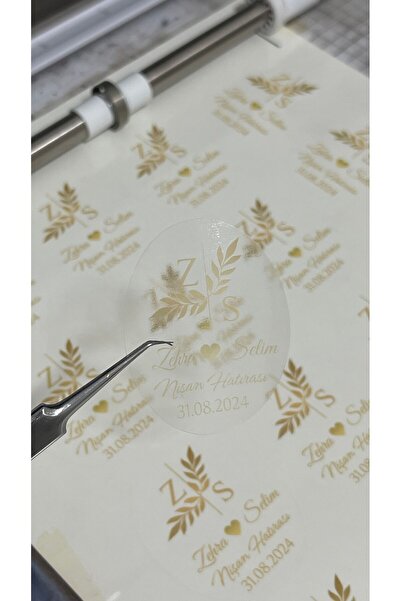 arl etiket tasarım dijital baskı merkezi Nişan,Nikah hatırası Gold Renk Şeffa...