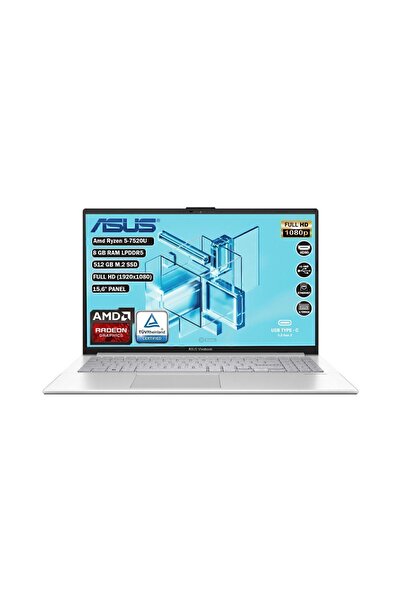 ASUS Vivobook Go 15 Ryzen 5-7520u 8gb 512gb Ssd 15.6" Fhd Fdos Taşınabilir Bi...