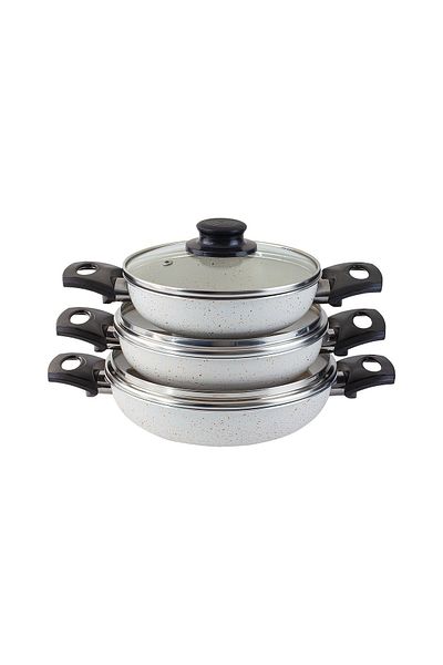 Dora Granitta 18 20 22 Cm 6 Piece Cream Covered Omelet/Sahan Pan Set
