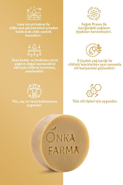 OnkaFarma Onka Farma Akdeniz Doğal Sabun 100 gr Cilt Canlandırıcı Besleyici Yenileyici Katı Sabun