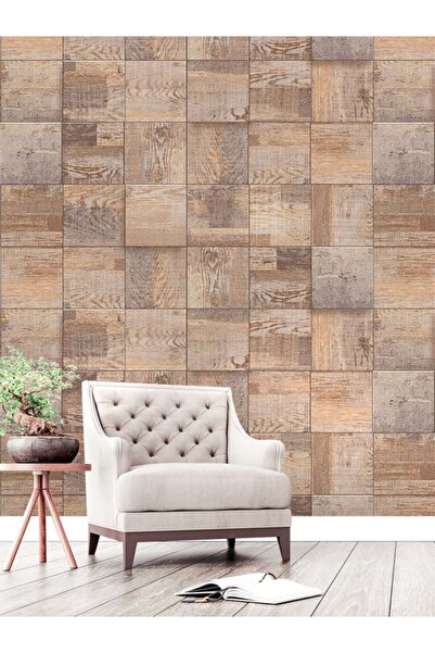 dreamwall Kare Ahşap Desenli Isı Ve Ses Yalıtımlı Sağlıklı Tekstil Duvar Kağıdı