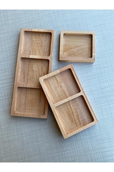 zkdizayn Zk Design Set of 3 Wooden Beech Presentation Plates