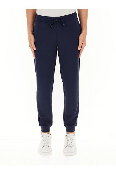EA7 Ανδρικό ίσιο παντελόνι Navy Blue - Κανονική μέση, υφαντό ύφασμα 6DPP85 PJZKZ-1562