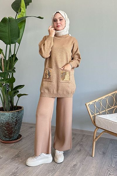 InStyle Teve kötöttáru szett - flitteres zseb és csillogó részletek