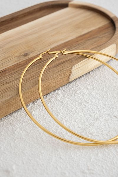 ByFlorya Jewelry 9cm Diameter Anti-tarnish Steel Hoop Earrings