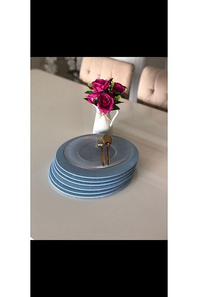 Ayd Home Set de 6 farfurii Baby Blue - Serviciu de prezentare pentru vesela de bucătărie din pânză din lemn de 33 cm, Crăciun Anul Nou