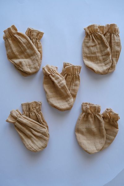 runbaby Cotton Double Layer Muslin Fabric 5 Pairs Baby Gloves