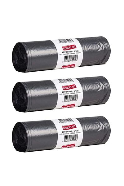Koroplast Garbage Bag Black Large Size 10 Pieces 65 Cm X 80 Cm X 3 Pack