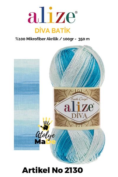 Alize Diva Batik 2130 100% Microfiber Acrylic (100gr 350m) Single Fiber 17 διαφορετικές επιλογές χρώματος Batik