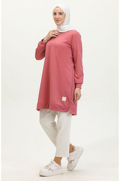 sefamerve Dried Rose Sports Tunic - Slit Detail, 0412-07
