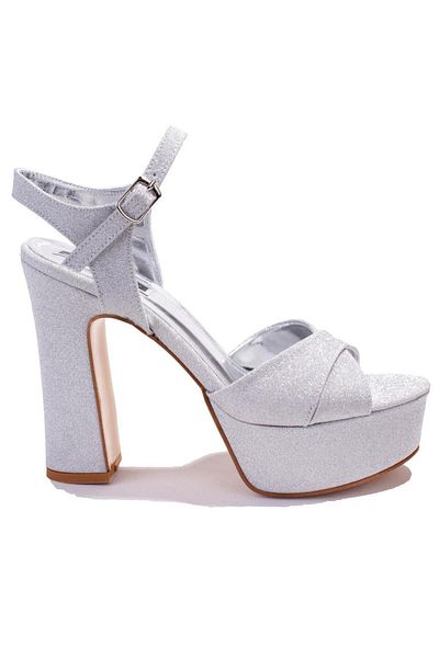 DAGOSTER Dza07- 337350   Pantofi cu toc cu platformă pentru femei cu o singură curea argintie