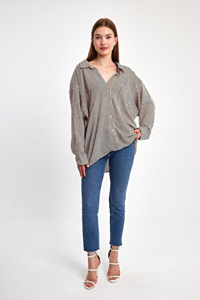 ihraç pazarı Çizgili Yarasa Kol Gömlek