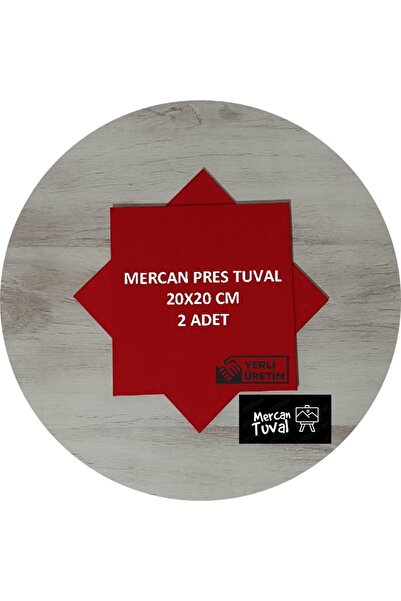 mercan tuval Mercan Kırmızı Pres Tuval 2 Li Paket 20 Cm X 20 Cm