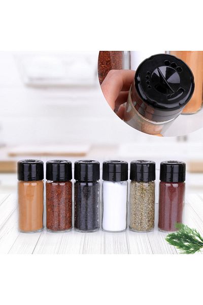 Rotanev 6 Pieces Glass Spice Bowl Set - 245 Ml (with Rotating Lid) Salt and Pepper Shakers