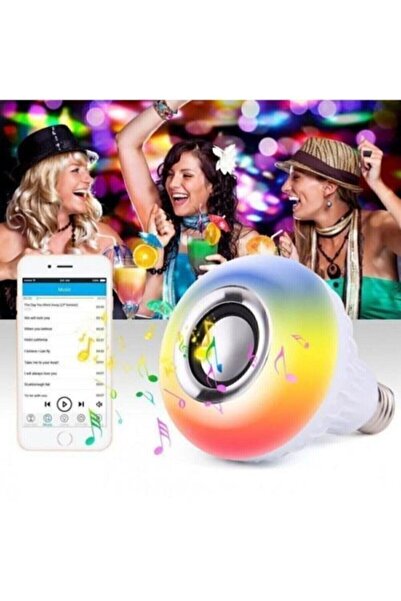 Jetcom Gece Lambası Bluetooth Hoparlör Ledli Lamba Kumandalı Mp3 Çalar Ampul Renkli Ampul