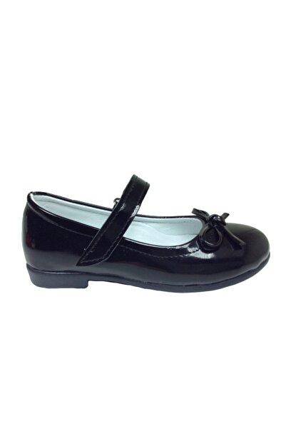 ORTAÇ Black Patent Leather Ballerinas - Girl's Bow Leather Evening Dress, Fan...