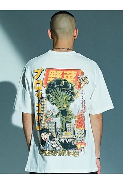DEEPSENCE Λευκό μπλουζάκι Unisex Oversize Broccoli