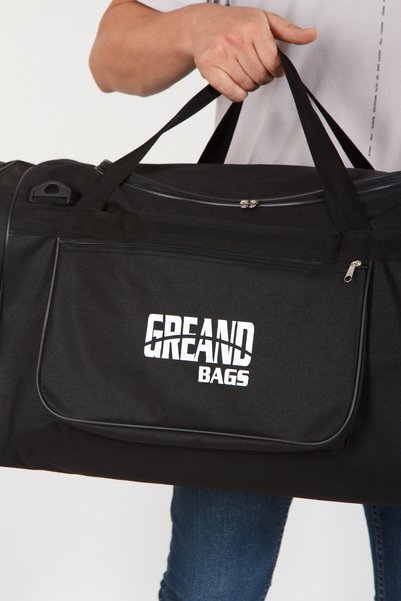 GreandBags Black Luggage Bag Hand and Shoulder Bag Sports Bag Travel Bag Large Size Bag 4 Compartments Bag