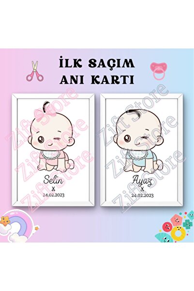 Zift Store İlk Saçım Çerçevesiz Bebek Anı Kartı İle Bebeğimin İlk Saç Hatıras...