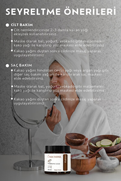 OnkaFarma Onka Farma Bronzlaştırıcı Kakao Yağı - Soğuk Sıkım %100 Saf Doğal Kakao Yağı Spf - 100 ml