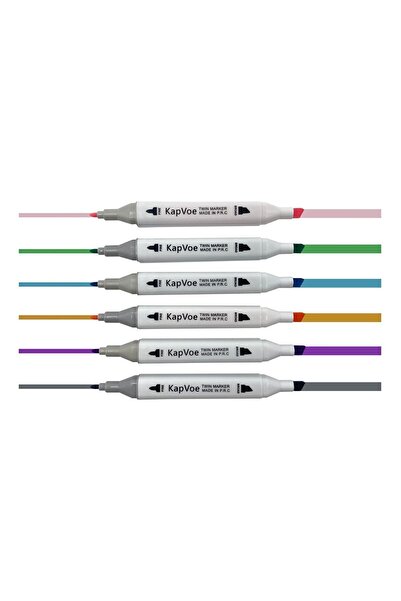 KAPVOE 48 Adet Çift Uçlu Touch Marker Art Tasarım Keçeli Kalem Boya Seti Çanta